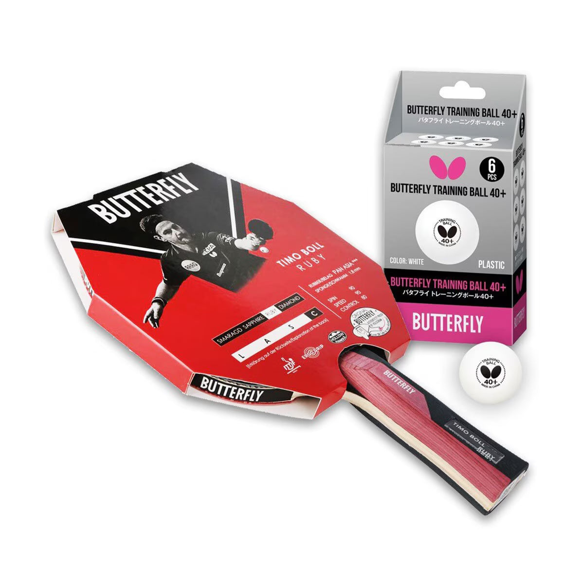 Butterfly Timo Boll Ruby Indoor Table Tennis Bat and Ball Set – CHERISH ...