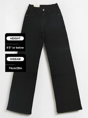 [Petite]KatchMe Women'S Wide Leg Jeans - Mid Rise Relaxed Fit Denim Pants, Soft Stretch Comfortable Trousers for Fall & Winter, Streetwear Casual Bottoms