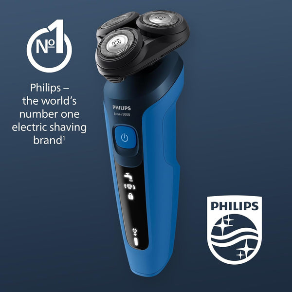 Philips Shaver Series 5000, Wet and Dry Electric Shaver for Men, Comforttech Blades 360°, Contour Heads, Advanced Display, Smartclick Precision Trimmer, S5466/18