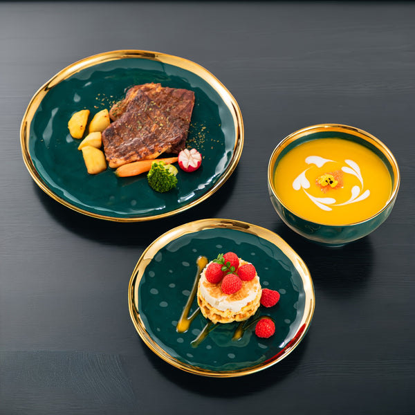 12pcs Porcelain Dinnerware Sets with Dinner Plate, Dessert Plates And Cereal Bowls, Service for 4