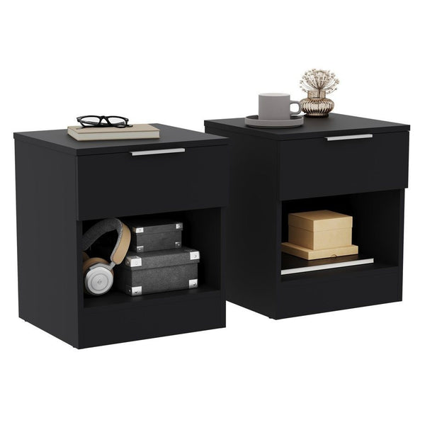 Vida Designs Trega 1 Drawer Bedside Chest Set Of 2, End Table Nightstand Space Saving Storage Organizer Bedroom Furniture