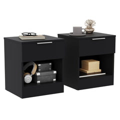 Vida Designs Trega 1 Drawer Bedside Chest Set Of 2, End Table Nightstand Space Saving Storage Organizer Bedroom Furniture