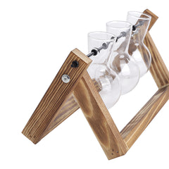 Multi-Tube Plant Propagation Station with Wooden Stand & Metal Swivel Holder, Desktop Retro Plant Terrarium Bulb Vase for Indoor Hydroponic Flowers, Tabletop Glass Planter Housewarming Gifts for Plant Lovers, 28x13.8cm (3 Tubes)