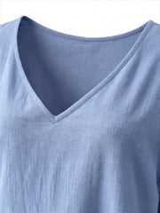 2 PACKS V-Neck 3/4 Sleeve Tops, Women'S Loose Breathable Summer Casual Blouse Shirts