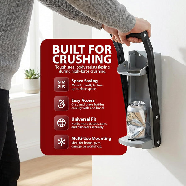 1pc Heavy Duty 16-Ounce Metal Can Crusher- Wall-Mounted Beverage, Beer Can and Bottle Compressor- Suitable Recycling and Home Use- and Halloween