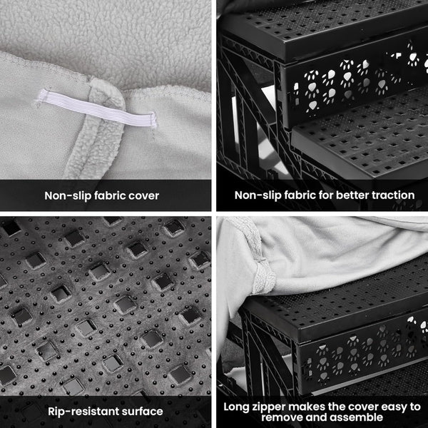 Anti-Slip Dog Steps with Removable Washable Cover for Smaller Elder Pets Sturdy Steps for Dogs