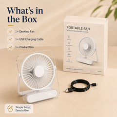 USB Desk Fan, 5000Mah [15H Max Working Time] Ultra Quiet Battery Operated Small USB Fan with Strong Wind, 180° Tilt Foldable And 5 Speeds Adjustable, Battery Powered Mini Personal Fan for Office Bedroom Desktop - Gift