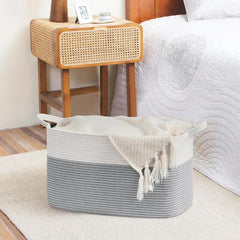 65L Large Storage Basket Blanket Baskets in Living Room, Nursery, Bedroom, Cotton Rope Baskets for Towels, Books, Toys, Dirty Clothes, Baby Storage Organiser, Grey, 65L