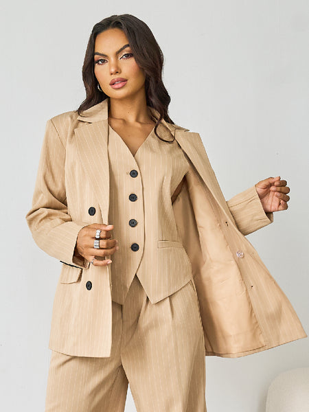 Women's Commuter Notch Lapel V-Neck Button Tailored Blazer Jacket, Minimalist Outerwear
