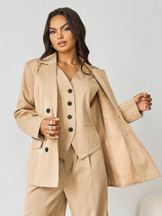 Women's Commuter Notch Lapel V-Neck Button Tailored Blazer Jacket, Minimalist Outerwear