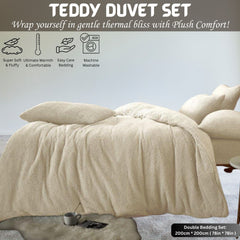 Teddy Bear Fleece Duvet Cover Set | Single Double King Size Bedding | Super Soft Plush Quilt Cover with Pillowcases | Warm Cosy Thermal Fluffy Set for Cold Nights | Easy Care & Durable Comfort | Luxury Teddy Fleece Bed Cover for Bedroom Warmth & Style | F