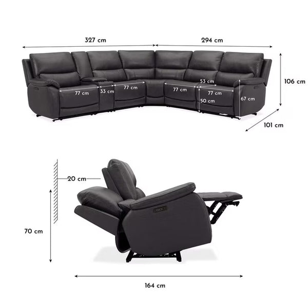 Gilman Creek Wylder Dark Grey Leather Power Reclining Sectional Sofa