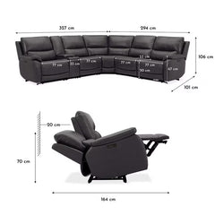 Gilman Creek Wylder Dark Grey Leather Power Reclining Sectional Sofa