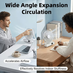USB Desktop Fan, Portable Small Table Fan with 5 Speeds, 180° Foldable Rotation, Digital Battery Display, Ultra Quiet Strong Airflow, Cooling Fan for Bedroom Office Travel, For Outdoor Camping Travel