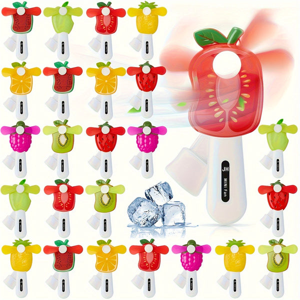 5pcs Mini Manual Fruit Design Fan Cute Handheld Cooler Fruit Series Hand-Cranked Small Fans Portable Summer Essential with Random Colors, Party Supplies, Summer Party Gifts, Can Be Given to Guests As Gifts, No Battery Needed