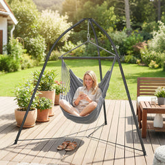 Hanging Chair Stand, Tripod Hammock Chair Stand Only with Chain, Adjustable Height, Weather & Rust Resistant, Load Capacity 150 kg, for Patio, Garden, Black