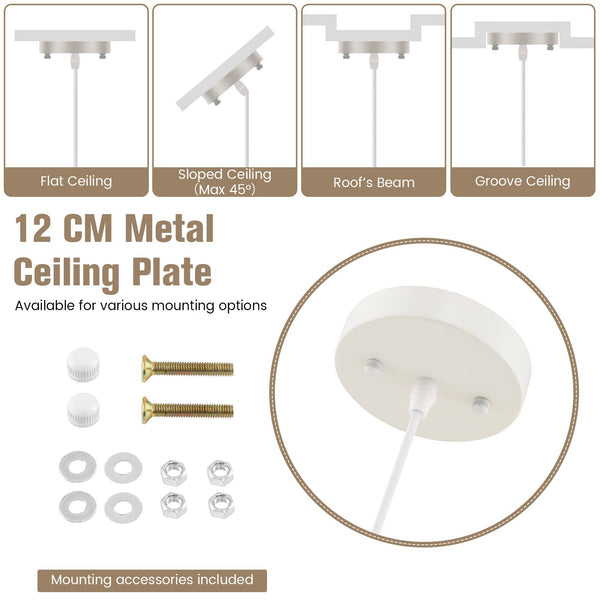 Dome Paper Pendant Ceiling Light with Adjustable Hanging Rope