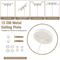 Dome Paper Pendant Ceiling Light with Adjustable Hanging Rope