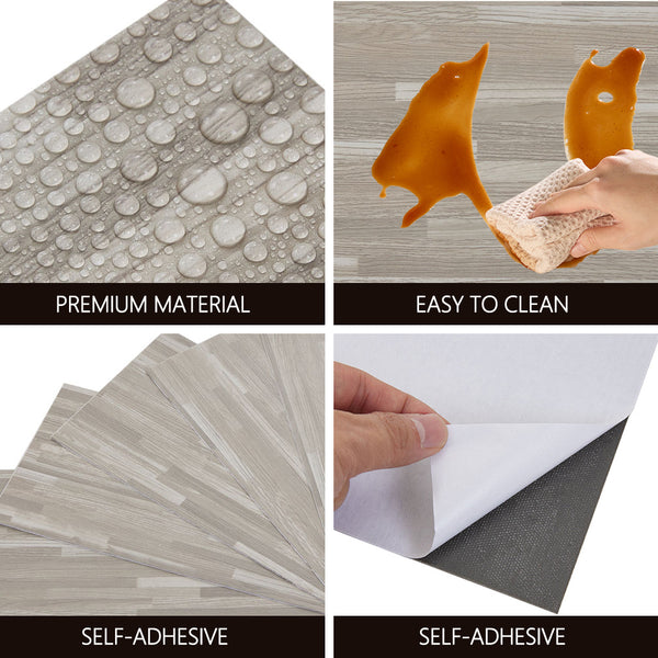 36pcs Self Adhesive Vinyl Flooring, 15X30cm Wood & & Stone Grain Effect Peel and Stick Floor Tiles, Waterproof Flooring Stickers for Home Office Bedroom Kitchen Living Room