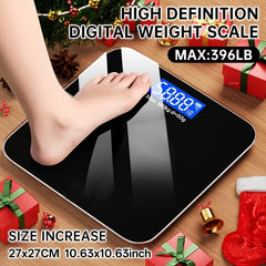 [Ultra-thin | High-precision] Ultra-thin High-precision Bathroom Scale | LCD Display, Temperature, Auto-On, 180kg, LB/KG, Anti-slip Tempered Glass