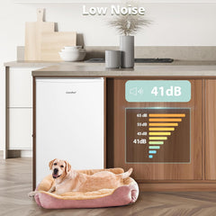COMFEE' 60 Litre Upright Under Counter Freezer, 48cm Freestanding Freezer - Adjustable Thermostat & Reversible Door for Flexible Installation - 4-Star Freezer Rating Performance in Energy Saving, White Design (Energy E) - Ideal for Small Kitchens, Restaur