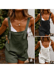 Women's Sleeveless Overalls Jumpsuit - Loose Fit Square Collar One-Piece with Button Closure, Solid Color (White/Black/Army Green) | Beltless Summer Outfits, Machine Washable Casual Wear for Spring, Summer, Fall | Stylish & Practical for easy