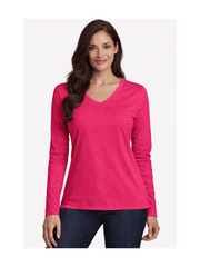 Ladies Womens V Neck Long Sleeve Plain Slim Fit Basic Top Stretchy T-Shirt 8-26