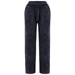 Women Acid Wash Zip Tracksuit Straight Leg Joggers - Stylish Female Jacket - Womenswear Full Sleeve Casual Comfort Zip Style Drawstring Pant