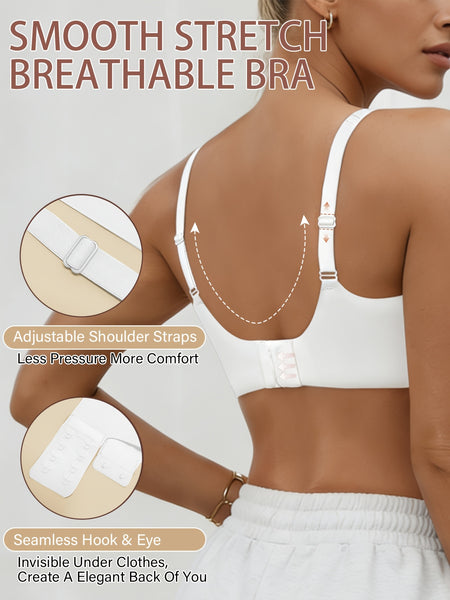 Full-Coverage Push-Up Bra - High Wire-Free Lift, Non-Detachable Padding, Soft T-Shirt Compatible Strap, Casual And Formal Elegant Lingerie, Hand Washable (No Underwire, One-Piece Design)