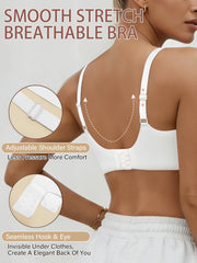 Full-Coverage Push-Up Bra - High Wire-Free Lift, Non-Detachable Padding, Soft T-Shirt Compatible Strap, Casual And Formal Elegant Lingerie, Hand Washable (No Underwire, One-Piece Design)