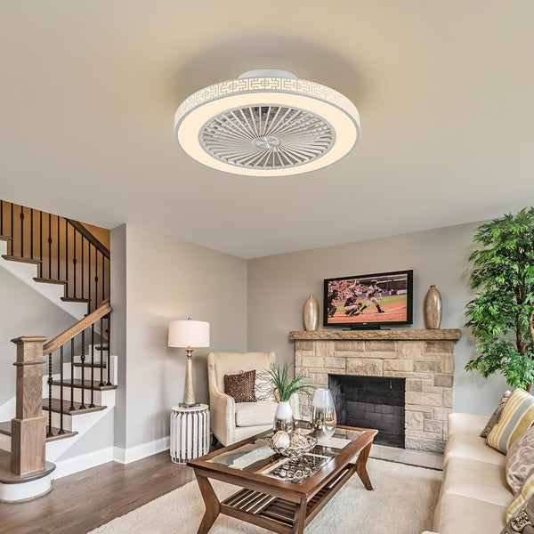 50cm Ceiling Fan with Lights And Remote Control Low Profile Ceiling Fans Dimmable 3 Colour Temperatures Quiet Reversible Flush Mount Ceiling Fan with Light for Bedroom Kitchen