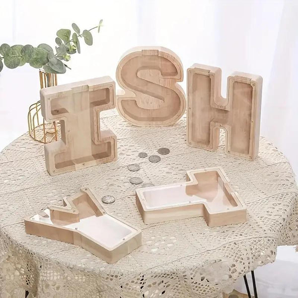 1 unique wooden letter jar - 26 creative A-Z letter storage containers, transparent design, birthday gift idea, home decoration, best friend gift, and functional holiday present.