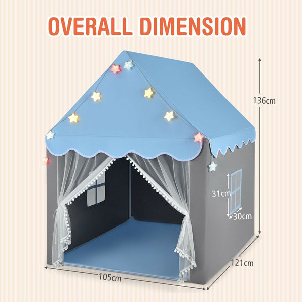 Large Kids Play House with Washable Mat and Star Lights