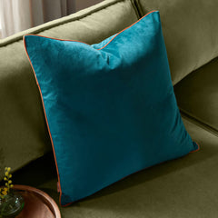 Furn Meridian Green Velvet Feather Fill Cushion, 55 X 55 Cm