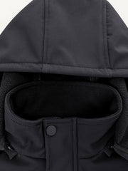 Men's Casual  Set: Warm Fleece-Lined Jacket & Cargo Pants with Zipper Hood - Durable Polyester, Multiple Pockets, Ideal for  & Camping
