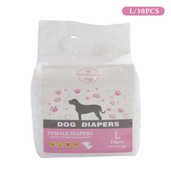 Dog Nappies, 10 PCS Female Pet Dog Cat Nappies Set, Disposable Sanitary Wraps Panties for Dog 0.5 - 32kg, Nappies Super Absorbent, 5 Size Diapers for Urinary Incontinence Dog