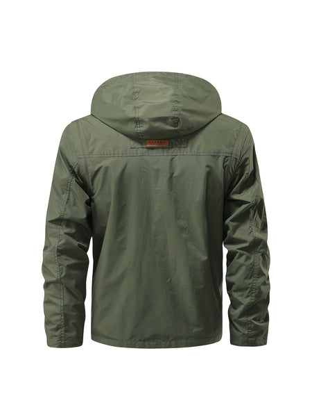 Detachable Windbreaker Hooded Jacket, Men's Casual Multi Pocket Cargo Jacket Vest for Outdoor Activities