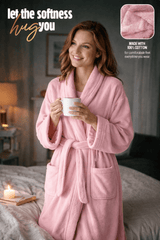 Women'S Cotton Bathrobe – Super Soft & Absorbent Spa and Loungewear Robe with Belt & Pockets Plain Elegant