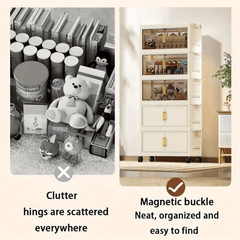 Large-Capacity Foldable with Magnetic Double Doors & Wheels - Heavy-Duty Plastic Suitable for Clothes, Bedcovers, Blankets - Space-Saving Sturdy Shelving Unit for Home, Office, Bathroom - Ideal Holiday Gift