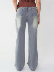 [Petite]KatchMe Women'S Wide Leg Jeans - Mid Rise Relaxed Fit Denim Pants, Soft Stretch Comfortable Trousers for Fall & Winter, Streetwear Casual Bottoms