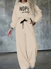 Women'S Two-Piece Casual Outfit, Featuring a Warm Hooded Sweatshirt with Letter Patterns