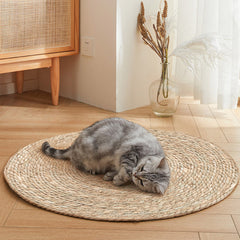Cat Scratch Board Large Grinding Claw Cat Toy Wear Resistant, Scratch Resistant, Non Shedding Scratch Basin Integrated Cat Nest Vine Weaving Cat Sleeping Mat Cattail Weave in Two Sizes