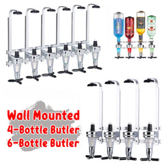 4/6 Bottle Optics for Spirits Bar Butler Wall Mounted Bottle Bracket Upside Down Drink Dispenser Stand Rack for Home Pub or Kitchen Bar, 30ml Optic Spirit Barware Set