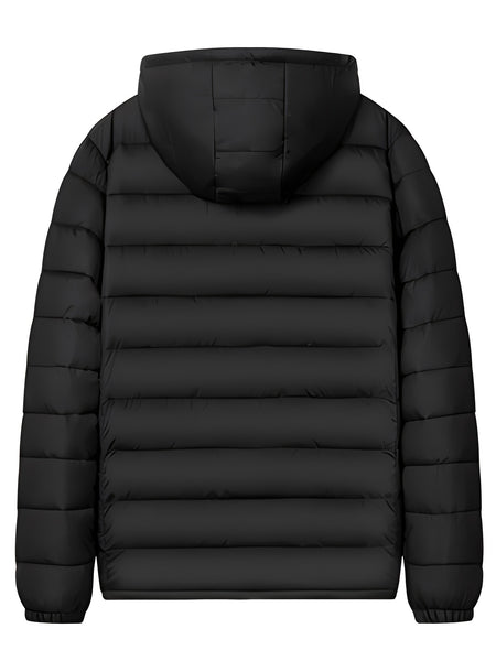 Men's Solid Hooded Jacket for Fall Winter, Men's Casual Zip Up Warm Quilted Jacket Warm And Comfortable Stylish Leisure Clothing for Outdoors.