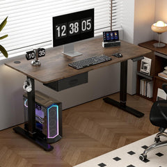 Electric Standing Desk, Sit Stand Table, Height Adjustable Electric Standing Computer Desk with USB Charging Port and Desk Drawer for Home Office