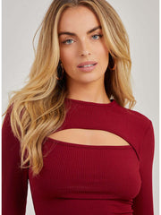 Ribbed Long Sleeve Letterbox Top