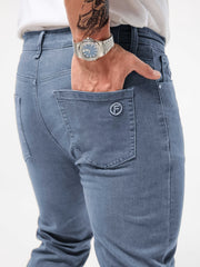 Solid Color Jeans Men'S Slim Fit Straight Leg Easy Versatile Casual Wear Long Pants Men'S Fashion