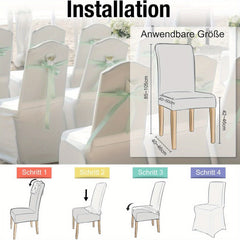 50/100pcs Elegant White Stretch Chair Covers With Bowknot | Polyester And Elastane Blend, Elastic-Band Closure, Classic Style For Weddings & Parties