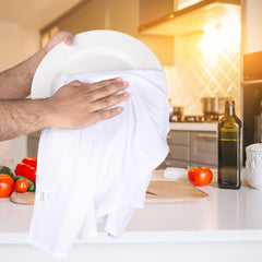 Adam Home White Flour Sack Towels [12 Pack - 28 x 28 Inch] 100% Cotton Tea Towels for Cleaning & Drying - Highly Absorbent Kitchen Dish Cloth