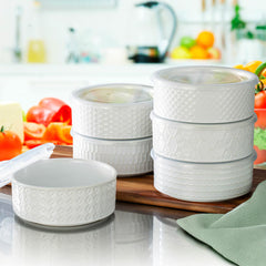 Signature Stoneware Bowls with Lids in Green, 6 Pack